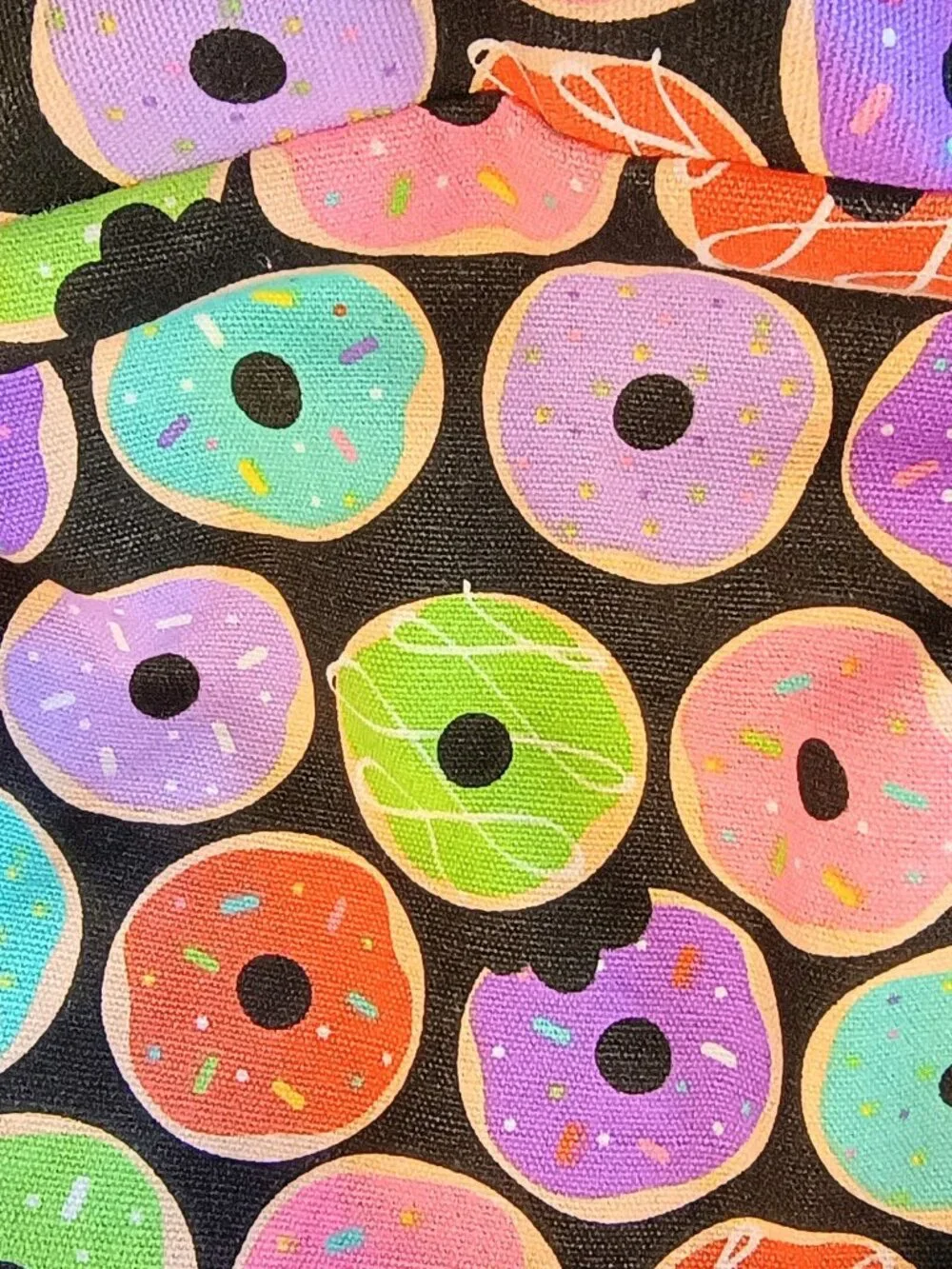 Donut Print Mini Backpack Pink Drawstring Backpack Sequin Accent Small Book Bag